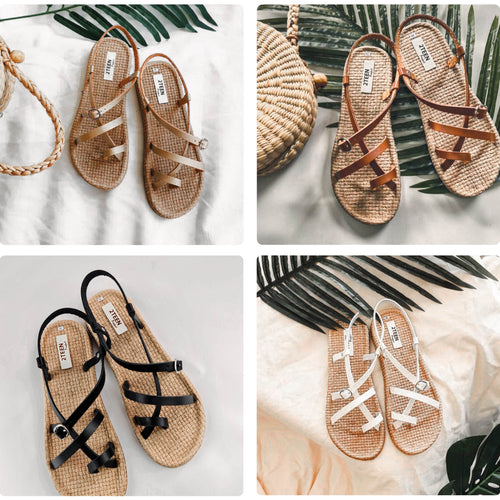 Handmade sandals in gladiator classic style- 4 colors, gold, brown, black and white