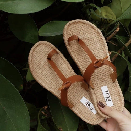 Handmade sandals in brown
