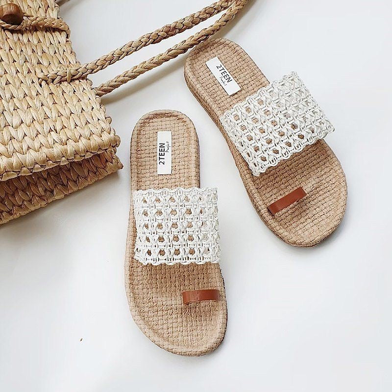 Handmade sandals in white