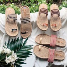 Load image into Gallery viewer, Handmade sandals in 3 colors, chocolate brown, black sesame, and peach
