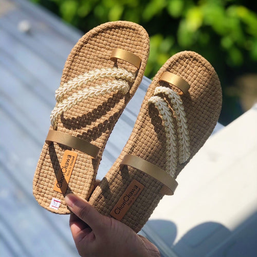 Handmade sandals in gold color