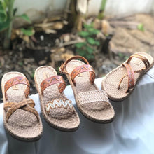 Load image into Gallery viewer, 4 types of brown eco-friendly handmade sandals 

